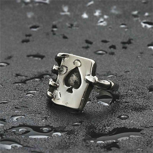 Skeleton Hand <b>Playing</b> <b>Card</b> Ring Silver Stainless Steel Heart Shape Punk Men's Jewelry Party Fashion Ring 26032 - Product Image 5