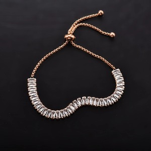 Bracelet tennis unisexe ajustable avec fermoir coulissant en zircon cubique, chaîne en acier inoxydable plaqué or 18 carats, fermeture à tirette, romantique - Product Image 5