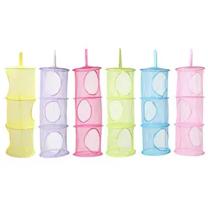 Quick Drying hanging bag for kids laundry Wall Hanging Grid Collapsible Folding Organizer Hamper Laundry Basket For Kid