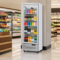 Upright Glass Door Drink Refrigerator 2-8°C Air Cooling Beverage Showcase Cabinet for Convenience Store