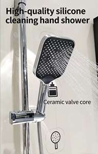 Robinet de baignoire chromé à poignée unique de haute qualité, design moderne, barre coulissante, installation facile, douche pluie en chrome poli - Product Image 5