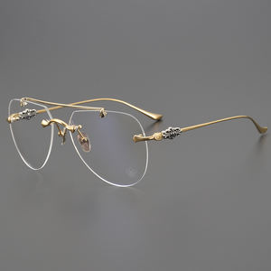 CHARMLIBRARY复古风格金色眼镜飞行员框架时尚透明光学老花眼女男钛老花镜 - Product Image 1