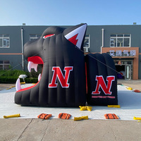 Tunnel de football gonflable personnalisé multi-couleurs motif léopard en Oxford/PVC, imperméable et durable, avec logo personnalisé pour la publicité extérieure