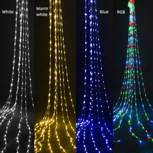 LED 커튼 고드름 조명 LED 반짝임 폭포 끈 요정 조명 실내 야외 크리스마스 휴가 웨딩 장식
