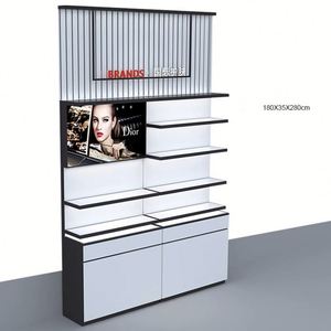 Peinture brillante de luxe présentoir en bois pour magasin de maquillage présentoir pour magasin de cosmétiques de beauté personnalisé étagère de stockage vitrine de parfum - Product Image 3