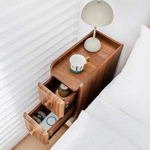 Narrow End <strong>Table</strong> Bedroom Wooden Small 2 Drawer Nightstand <strong>Thin</strong> Couch Side End <strong>Table</strong> - Product Image 3