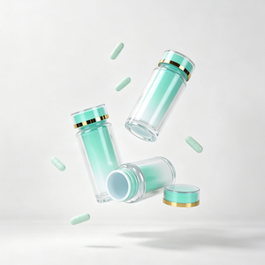 Botella de Plástico PS de 45 ml, 60 ml, 90 ml, de Grado Alimenticio, con Degradado de Color y Línea Dorada, para Cápsulas de Suplementos, Vitaminas y Gomitas - Product Image 2