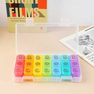 Pastillero <span class=keywords><strong>Mensual</strong></span> de Viaje con 21 Compartimentos Codificados por Colores, 3 Veces al Día, Caja de Almacenamiento con Tapas Herméticas, Gran Venta - Product Image 6