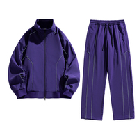 Hommes à la mode marque sport costume européen américain couleur unie à capuche Cardigan fermeture éclair coupe ample nouveau Design sweat ensembles