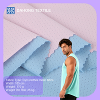Tissu tricoté élastique perforé en nylon et élasthanne Dh N012, toucher doux, pour vêtements de yoga, débardeurs et autres vêtements de sport.