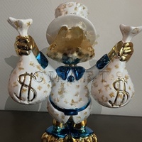 Sculpture de canard porte-monnaie brillante en résine et fibre de verre, peinte à la main, pour décoration intérieure, modèle artistique personnalisé