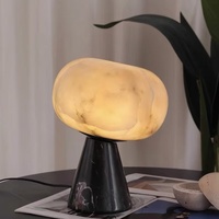 Lampe de table moderne en albâtre, abat-jour ovale en pierre, base en marbre noir, lampe de bureau décorative pour villa, hôtel, chambre d'hôtes, projet