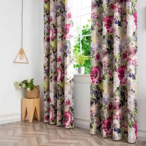 Moderno barato Digital impreso rojo jardín tinta flores alta cortina opaca Hotel decoración del hogar sala de estar - Product Image 2