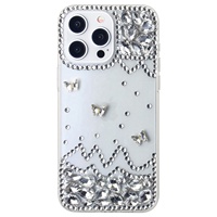 Coques de téléphone portable de luxe pour femmes, avec paillettes 3D, brillants, pierres précieuses transparentes, cristaux brillants, diamants, protection contre les chocs