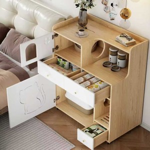 Meuble de Luxe en Bois Massif pour Litière de Chat avec Fermeture à Bouton, Niche Moderne pour Chat, Armoire pour Salon, Toilette Intérieure pour Animaux de Compagnie - Product Image 3