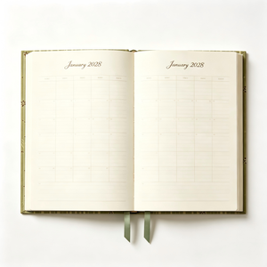 Agenda 2028 A5 con Copertina Rigida, Quaderno a Righe Verdi, Pianificatore Settimanale e Mensile con Segnalibro a Nastro - Product Image 4