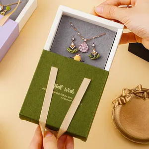 定制印刷带个人标志抽屉纸板礼品珠宝耳环纸包装盒