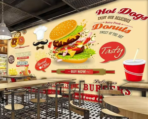 <span class=keywords><strong>Papier</strong></span> <span class=keywords><strong>peint</strong></span> <span class=keywords><strong>peint</strong></span> <span class=keywords><strong>peint</strong></span> Burger Hot Dog Fries <span class=keywords><strong>peint</strong></span> à la main pour la décoration du restaurant - Product Image 2