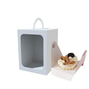 Torten-Papierbox mit durchsichtigem Fenster tragbare Cupcake-Schachtel für Hochzeit Geburtstag Party Diy Dessert kleine Kuchenverpackung