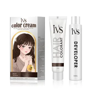 IVS Bulk Purchase Available Home Use DIY Dark Brown Premium Quality Hair Coloring Cream Hair Dye with Cute Cartoon Patterns