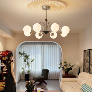 Living Room Dining Room Bedroom French Antique Style <strong>Vintage</strong> Iron Chandelier <strong>Glass</strong> Spherical <strong>Lamp</strong> <strong>Shade</strong> E27 Pendant <strong>Lamp</strong> - Product Image 2
