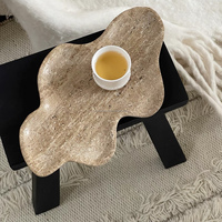 Plateau nuage en travertin naturel style Wabi Sabi, plateau décoratif irrégulier pour la maison, la villa, l'hôtel, ornement de table, ODM OEM