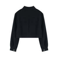 Veste en jean courte 420G pour femme, coupe ajustée, col classique, pour le streetwear quotidien