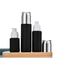 Bouteilles en verre dépoli noir mat 30ml-80ml, 100 pièces, sérigraphiées pour sérum de soin, lotion cosmétique, avec pompe à pression et compte-gouttes