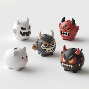 Jardinière en céramique chasseur de démons gothique - Pot à succulentes peint à la main en 3D, support de plante de fantasy sombre personnalisé et décoration d'étagère unique - Product Image 3