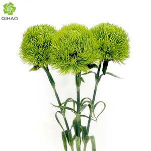 Qihao Fleurs artificielles en soie, œillets verts foncés et verts clairs, pour décoration de mariage, style bonsaï d'intérieur - Product Image 2