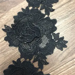 High Quality Applique Flower Lace Garment Accessories French Polyester 3d Flower Lace Trim For Wedding Dress