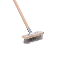 ZXD Offre Spéciale balai métallique robuste avec manche en bois (46 pouces), brosse à récurer pour sol en fil métallique rigide pour terrasse, terrasse, jardin, béton