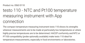 Thermomètre numérique Testo 110 NTC Pt100, instrument de mesure de température, compatible avec l'application - Product Image 2