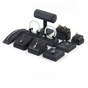 Tùy chỉnh in bức tượng bảng trang sức hiển thị Set busts da lộn màu đen cửa hàng đồ trang sức hiển thị khán đài - Product Image 5