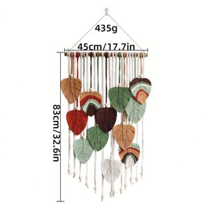 พรมแขวนผนังลายใบไม้สไตล์โบฮีเมียน งานแฮนด์เมด ตกแต่งห้องสไตล์นอร์ดิก - Product Image 6
