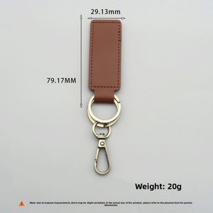 Cross-border PU Leather Embossed Logo Vintage Style Business Gifts Car Chain Pendant Model Rectangle 2 Keyrings Leather Key Fob - Product Image 3