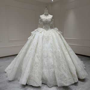 Vestidos de Novia Modernos y Lujosos Xx51, Vestidos de Novia con Escote Corazón, Vestidos de Novia con Pedrería, Espalda Descubierta, Cola de Capilla, Largos hasta el Suelo - Product Image 1