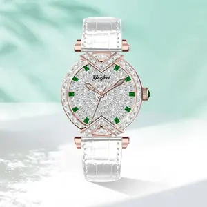 新款不锈钢表带手表礼品套装女孩奢华钻石石英表2024
