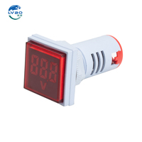 LVBO Digital AC/DC Voltmeter & Ammeter Pengukur Frekuensi Lampu Indikator Kepala Persegi 22mm Plastik Tahan Api -25C~+65C