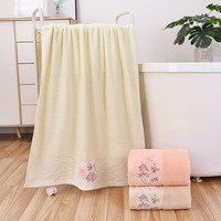 Factory Best-selling Luxurious Cotton Woven Floral Embroidery Soft-touch Absorbent and Durable Bath Towel Set for Home Use