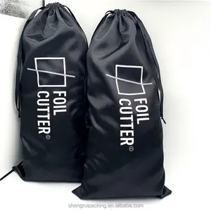 Custom Silk Satin Plush Toys Packaging Bag With Company Logo Large Black Satin Dust Bags for Foil Cutter
