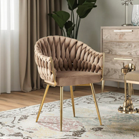 Chaises de salle à manger en tissu et métal tendance et élégantes, dossier rembourré en peluche, mobilier de luxe léger pour la maison, sièges de salle à manger haut de gamme pour hôtel et loisirs