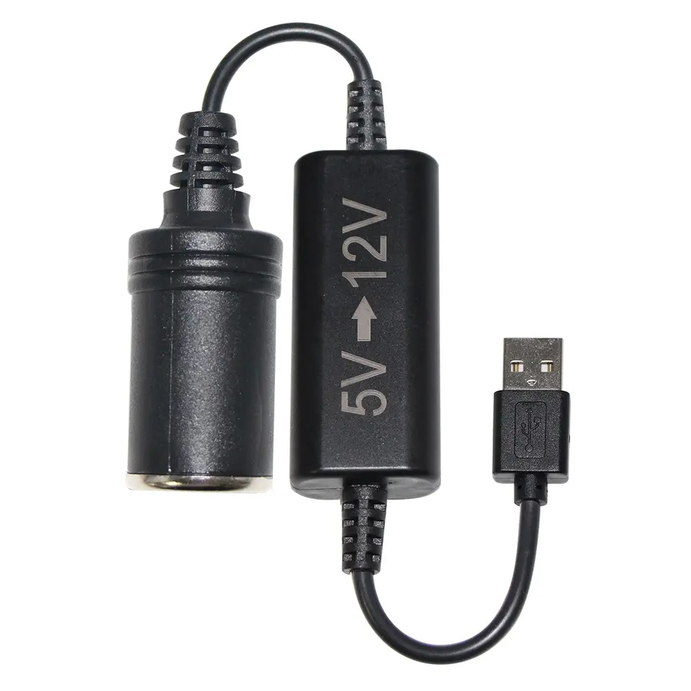 2464 20awg Usb Am Car Cigarette Lighter Socket Plug Female Cables 5v To 12v step up Converter Cable