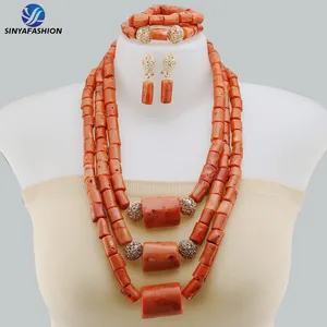 Sinya High Quality Beautiful African Wedding Nigerian Bridal Luxury Natural Real Coral Beads Jewelry Sets