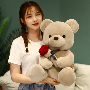 Orsacchiotto di <span class=keywords><strong>Peluche</strong></span> Personalizzato con Rosa Ricamata per San Valentino, Imbottitura in Cotone PP, Design Carino Personalizzabile, Giocattolo Antistress - Product Image 3