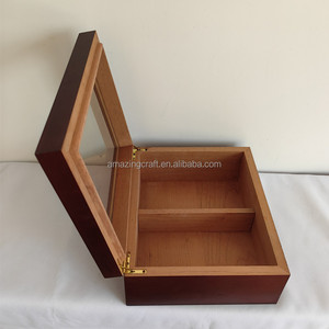 Caja de Madera para Reloj con Almohadillas y Ventana de Vidrio Transparente, Tamaño OEM, Madera Maciza, <span class=keywords><strong>Color</strong></span> <span class=keywords><strong>Barniz</strong></span> Marrón de Lujo - Product Image 4