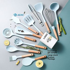 ชุดอุปกรณ์ครัวซิลิโคน 12 in 1 ยี่ห้อ Kaimi ขายดี พร้อมที่เก็บโลหะ - Product Image 1