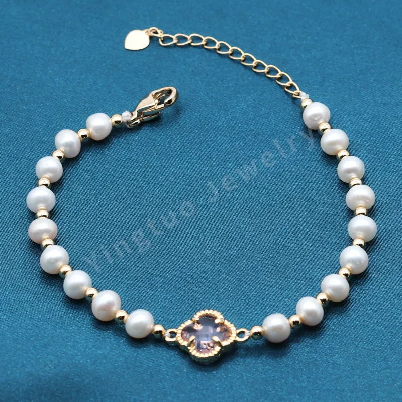 Y&T Jewelry Natural freshwater pearl bracelet adjustable 14k silver material good weight factory price fast shipping