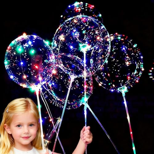 Ballon LED transparent en PVC de 20 pouces, lumière DIY, rose lumineuse BOBO, pour la Saint-Valentin, mariage, fête des mères, durable, écologique - Product Image 1