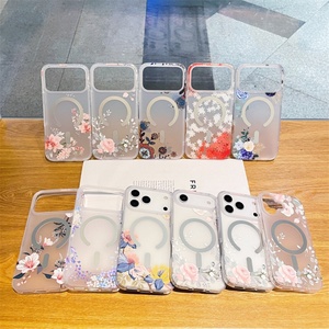 เคสโทรศัพท์ลายดอกไม้แบบด้าน IMD ดีไซน์ใหม่ สำหรับผู้หญิง อุปกรณ์เสริมมือถือ รองรับการชาร์จไร้สาย แม่เหล็กในตัว สำหรับ iPhone 17 16 15 14 13 - Product Image 1